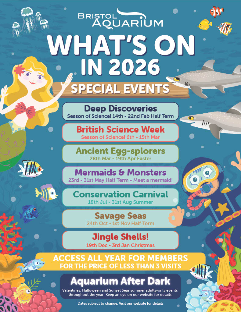What's On in 2026 at Bristol Aquarium.