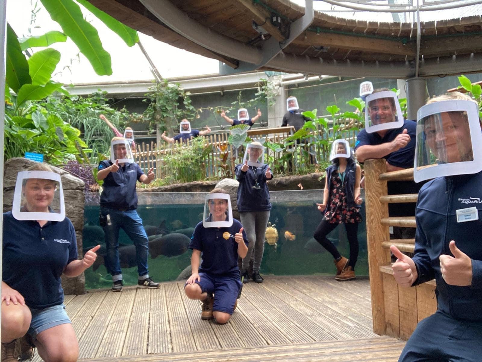 Staff at Bristol Aquarium in PPE