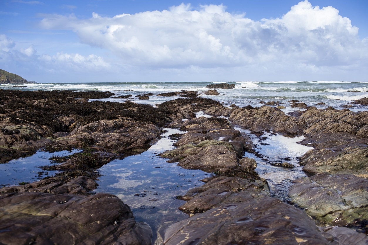 Clouds over rocky tide pools